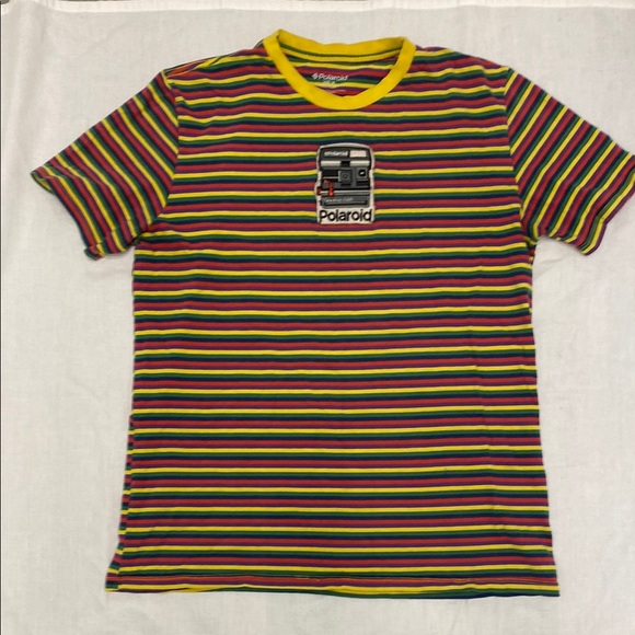 Polaroid Tops - Polaroid Multicolor Striped Tee with Camera Patch